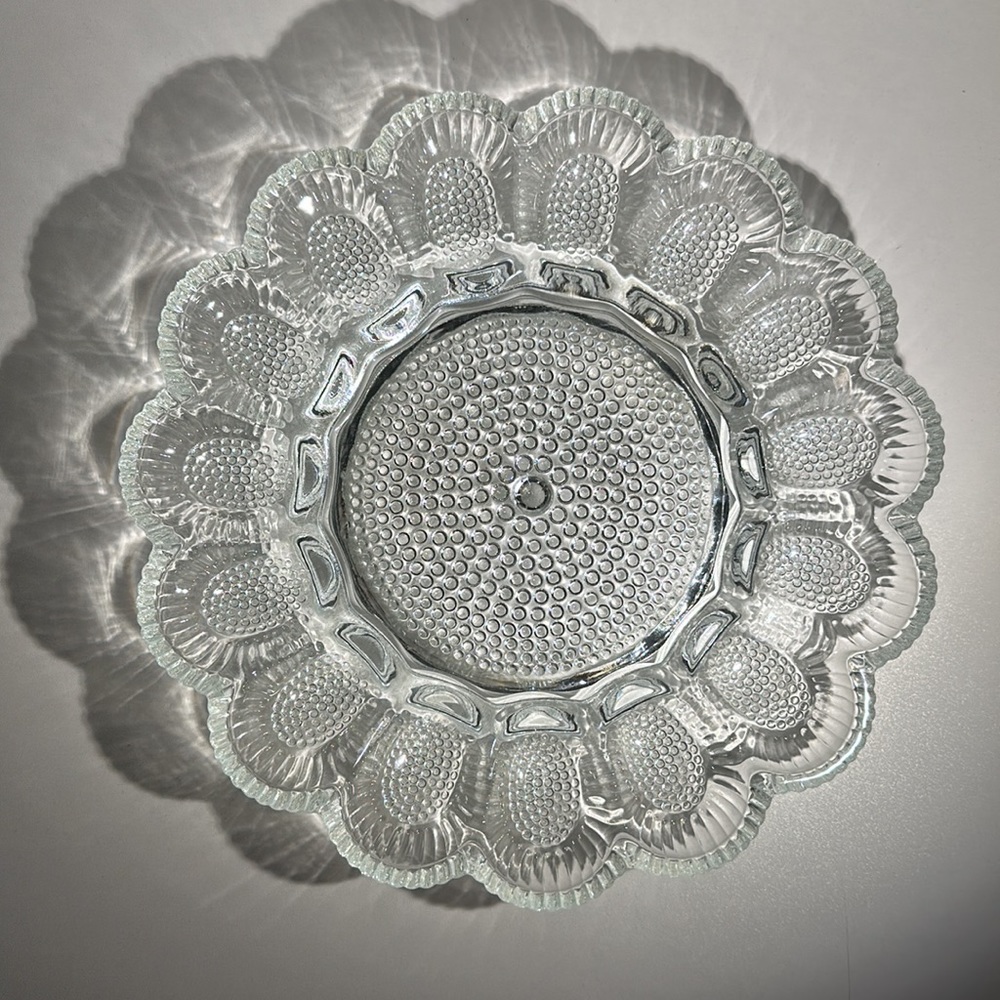 Vintage 1960s Indiana Clear Glass Hobnail Deviled Egg Dish - Picture 5 of 12